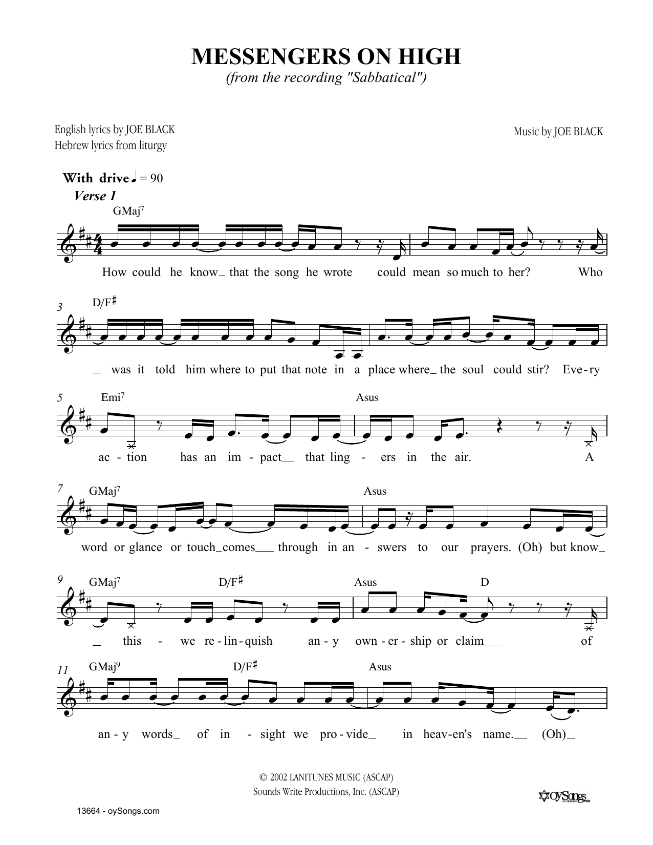 Joe Black Messengers on High sheet music notes and chords. Download Printable PDF.