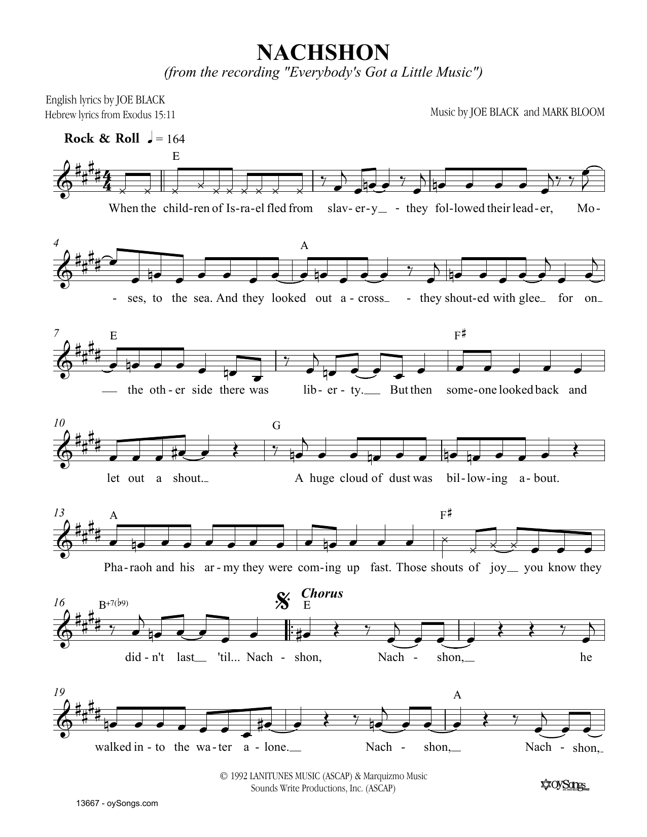 Joe Black Nachshon sheet music notes and chords. Download Printable PDF.