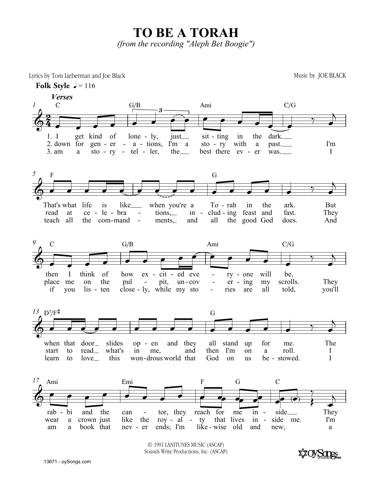 Learn to play Joe Black To Be A Torah sheet music for Lead Sheet / Fake Book in minutes. Price: 5.9900$ Joe Black To Be A Torah sheet music notes and chords arranged for Lead Sheet / Fake Book