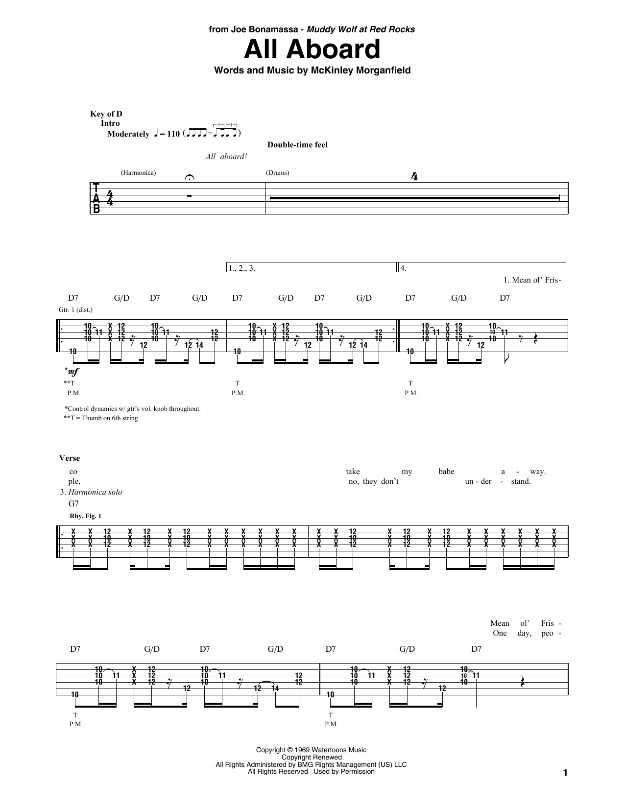 Joe Bonamassa All Aboard sheet music notes and chords. Download Printable PDF.