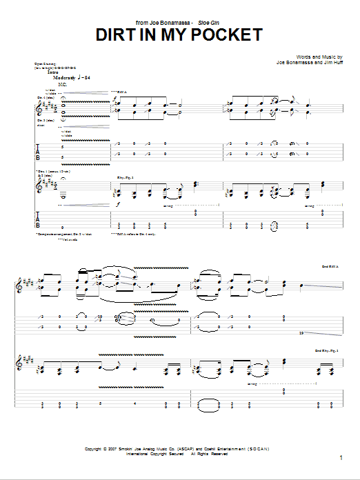 Learn to play Joe Bonamassa Dirt In My Pocket sheet music for Guitar Tab in minutes. Price: 7.8900$ Joe Bonamassa Dirt In My Pocket sheet music notes and chords arranged for Guitar Tab