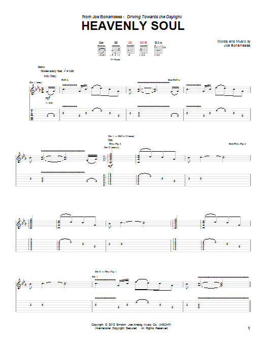 Joe Bonamassa Heavenly Soul sheet music notes and chords. Download Printable PDF.