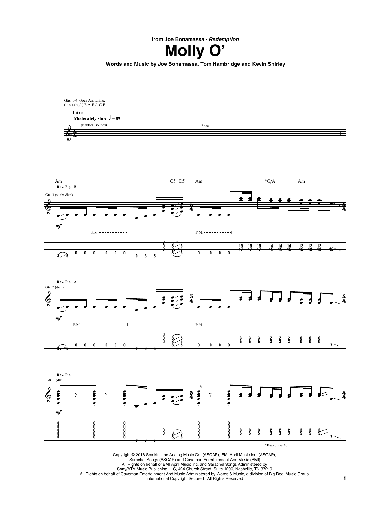 Joe Bonamassa Molly O' sheet music notes and chords. Download Printable PDF.