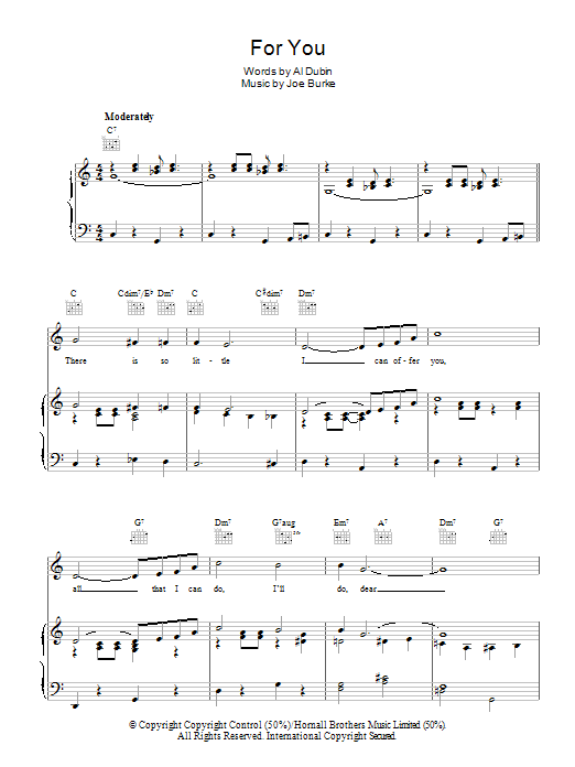 Joe Burke For You sheet music notes and chords. Download Printable PDF.