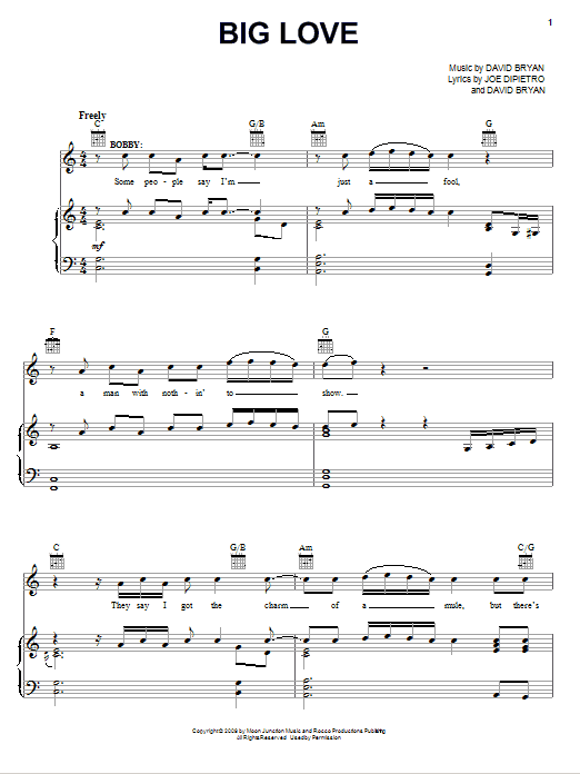 Joe DiPietro Big Love sheet music notes and chords. Download Printable PDF.