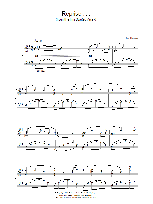 Joe Hisaishi Reprise  from Spirited Away Sheet Music PDF Notes Chords   FilmTV Score Flute Solo Download Printable SKU 104846