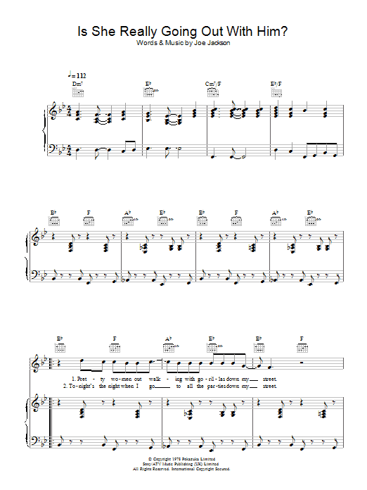 Learn to play Joe Jackson Is She Really Going Out With Him? sheet music for Guitar Chords/Lyrics in minutes. Price: 5.8900$ Joe Jackson Is She Really Going Out With Him? sheet music notes and chords. Download Printable PDF.