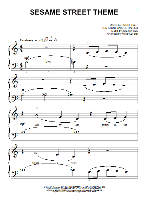 Learn to play Joe Raposo Sesame Street Theme sheet music for Easy Piano in minutes. Price: 6.9900$ Joe Raposo Sesame Street Theme sheet music notes and chords arranged for Easy Piano