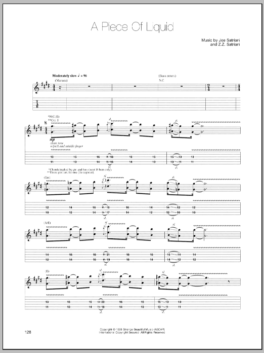 Learn to play Joe Satriani A Piece Of Liquid sheet music for Guitar Tab in minutes. Price: 7.8900$ Joe Satriani A Piece Of Liquid sheet music notes and chords arranged for Guitar Tab