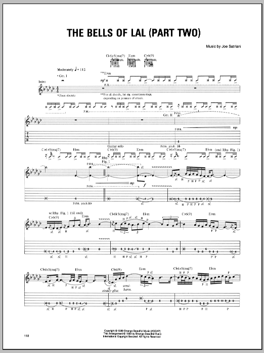 Joe Satriani Bells Of Lal (Part Two) sheet music notes and chords arranged for Guitar Tab