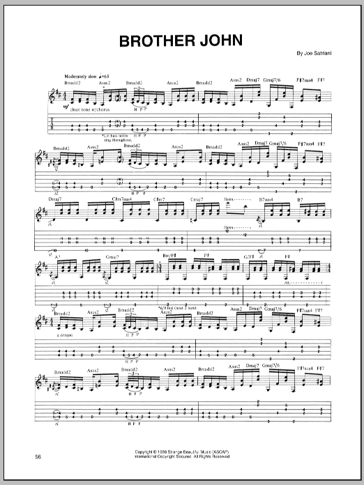 Joe Satriani Brother John sheet music notes and chords. Download Printable PDF.