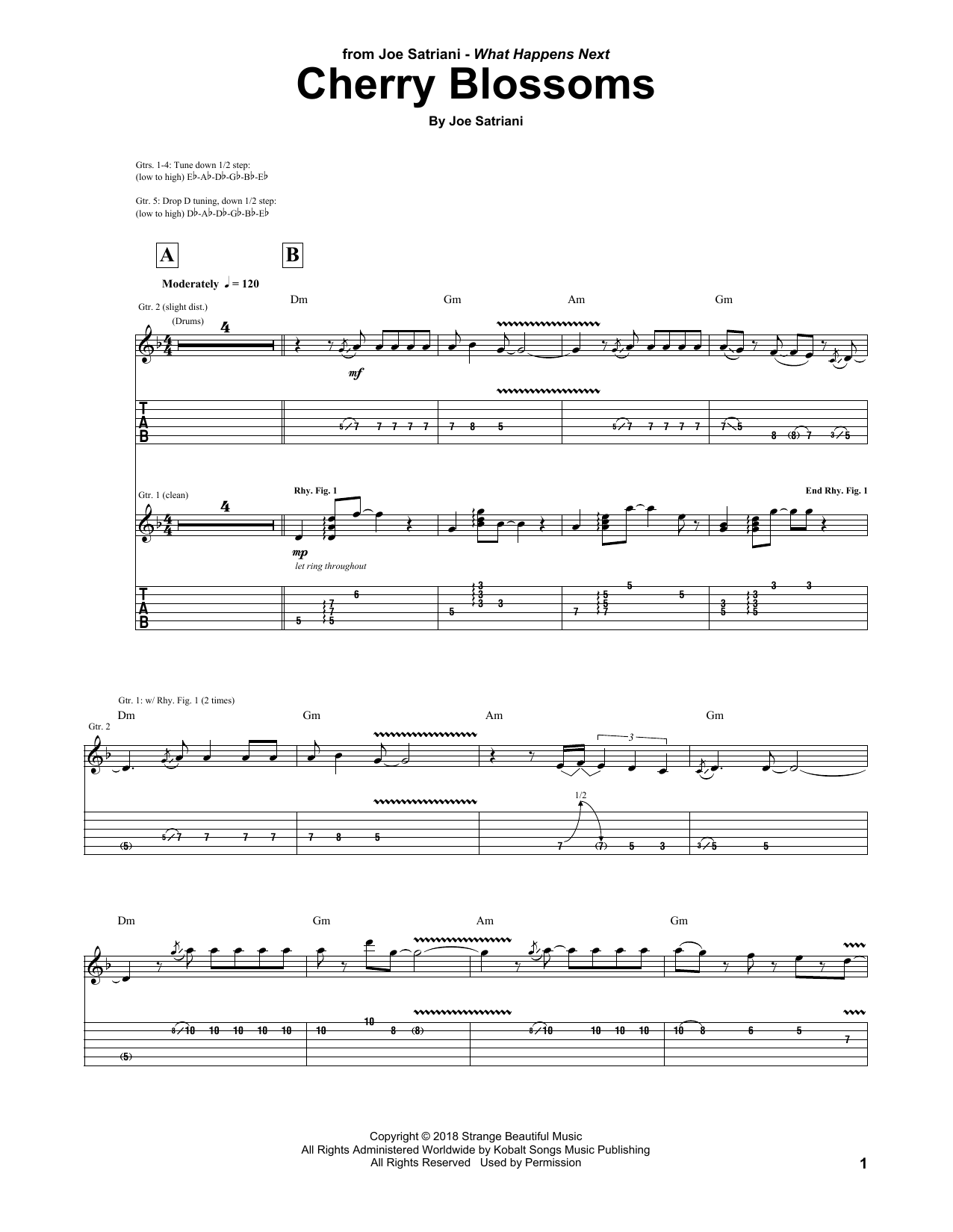 Joe Satriani Cherry Blossoms sheet music notes and chords. Download Printable PDF.