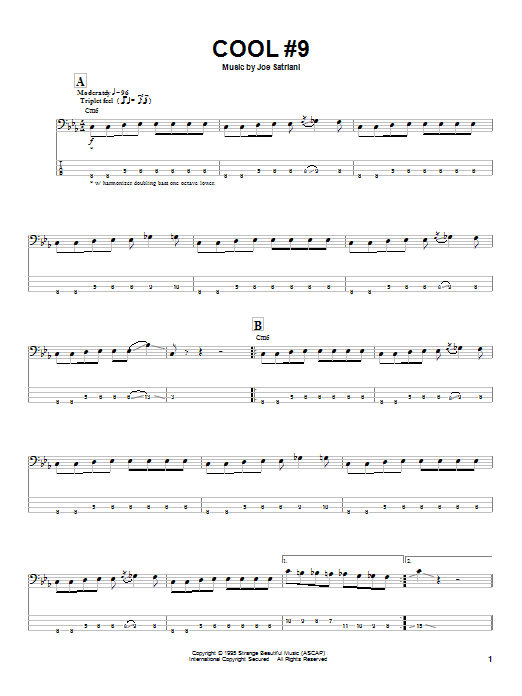 Joe Satriani Cool #9 sheet music notes and chords. Download Printable PDF.