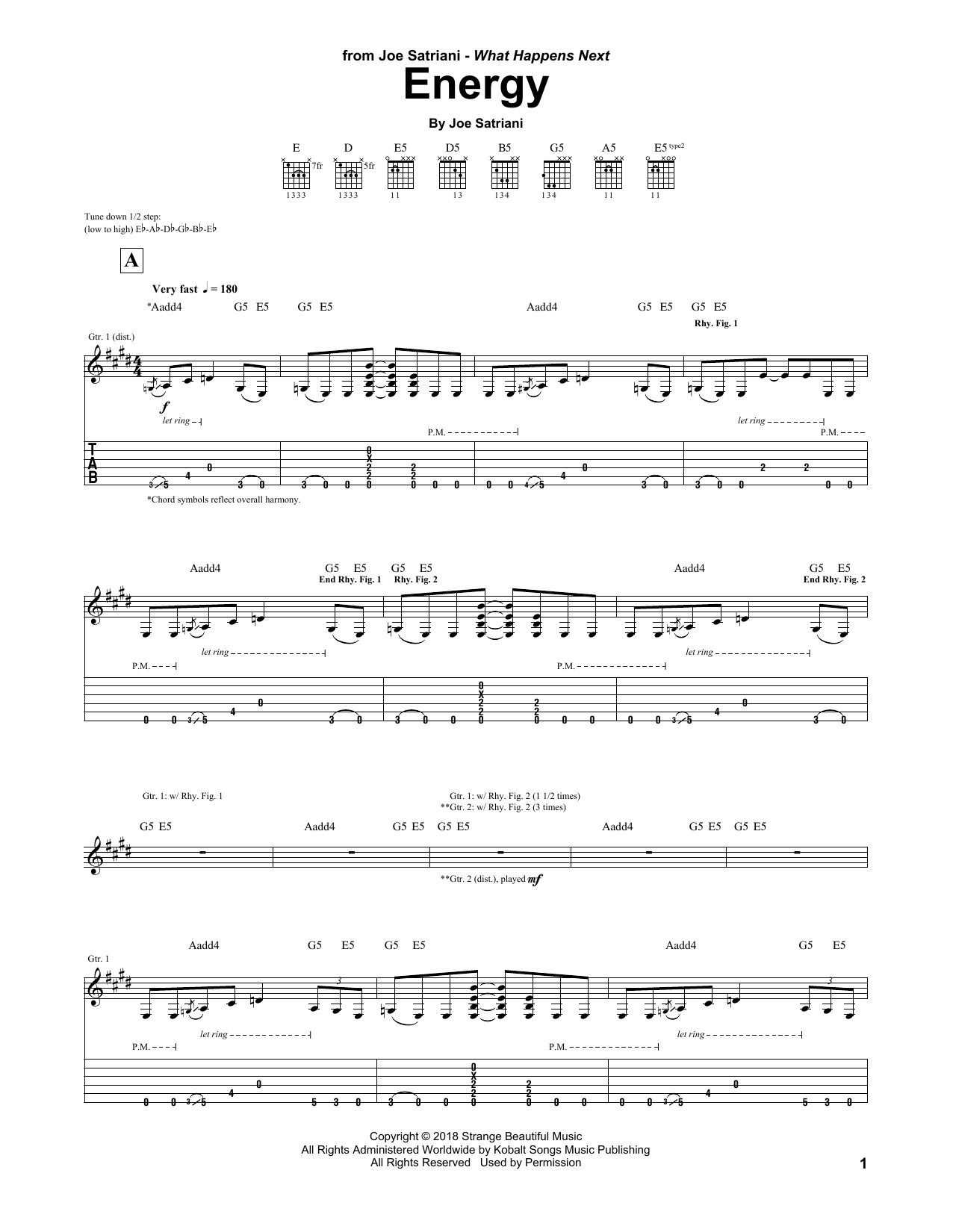 Joe Satriani Energy sheet music notes and chords. Download Printable PDF.