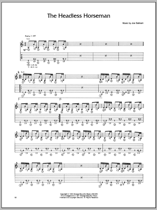 Joe Satriani Headless Horseman sheet music notes and chords. Download Printable PDF.