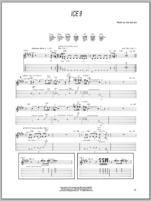 Joe Satriani Ice 9 Sheet Music Pdf Notes Chords Metal Score Guitar Tab Download Printable Sku