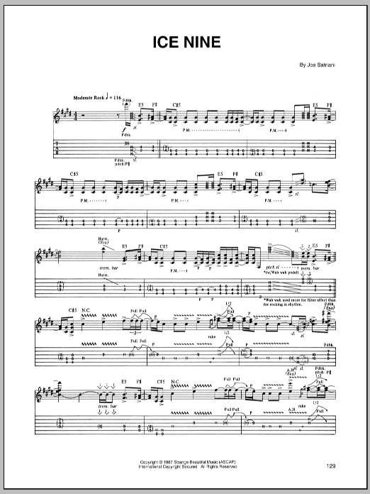 Joe Satriani Ice Nine sheet music notes and chords. Download Printable PDF.