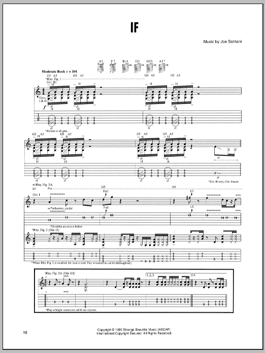 Joe Satriani If sheet music notes and chords. Download Printable PDF.