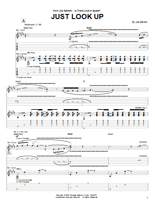 Joe Satriani Just Look Up sheet music notes and chords. Download Printable PDF.