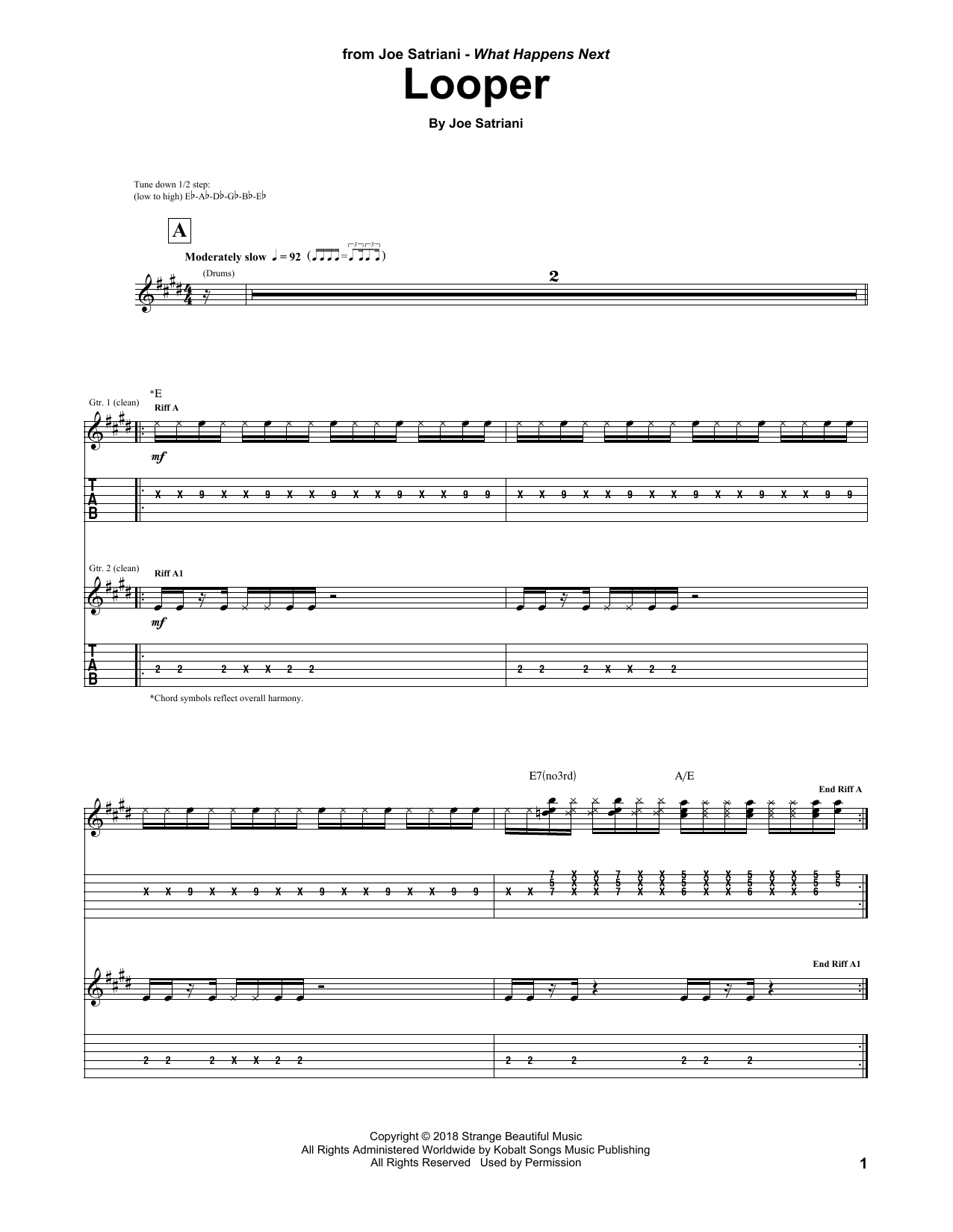 Joe Satriani Looper sheet music notes and chords. Download Printable PDF.