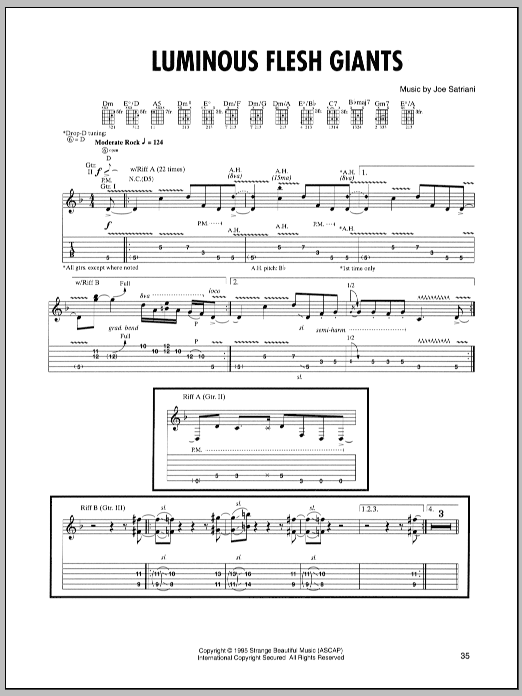 Joe Satriani Luminous Flesh Giants sheet music notes and chords. Download Printable PDF.