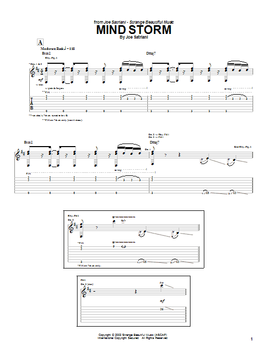 Joe Satriani Mind Storm sheet music notes and chords. Download Printable PDF.