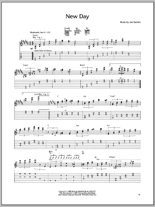 Learn to play Joe Satriani New Day sheet music for Guitar Tab in minutes. Price: 7.8900$ Joe Satriani New Day sheet music notes and chords arranged for Guitar Tab