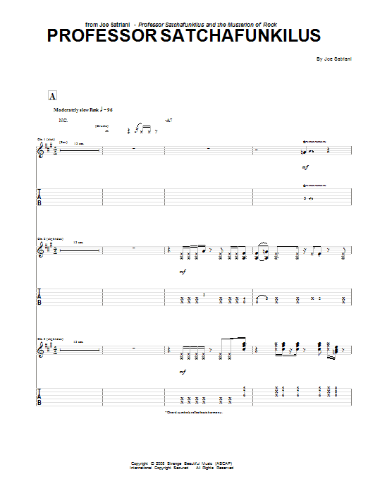 Joe Satriani Professor Satchafunkilus sheet music notes and chords. Download Printable PDF.