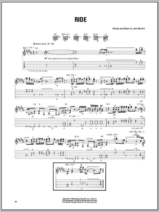 Joe Satriani Ride sheet music notes and chords. Download Printable PDF.