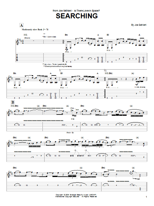 Joe Satriani Searching sheet music notes and chords. Download Printable PDF.