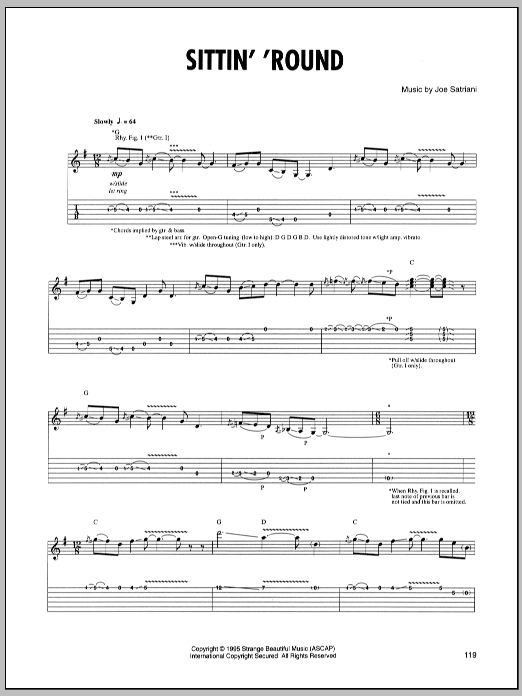 Joe Satriani Sittin' Round sheet music notes and chords. Download Printable PDF.