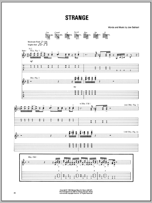 Joe Satriani Strange sheet music notes and chords. Download Printable PDF.