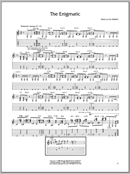 Joe Satriani The Enigmatic sheet music notes and chords. Download Printable PDF.