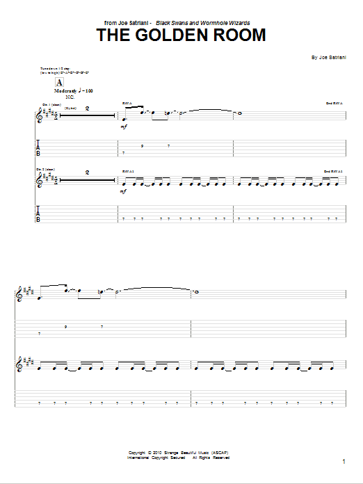 Joe Satriani The Golden Room sheet music notes and chords. Download Printable PDF.