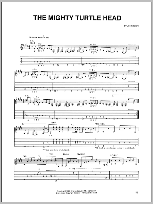 Learn to play Joe Satriani The Mighty Turtle Head sheet music for Guitar Tab in minutes. Price: 7.8900$ Joe Satriani The Mighty Turtle Head sheet music notes and chords arranged for Guitar Tab