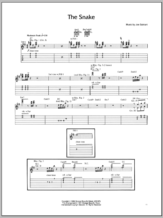 Joe Satriani The Snake sheet music notes and chords. Download Printable PDF.