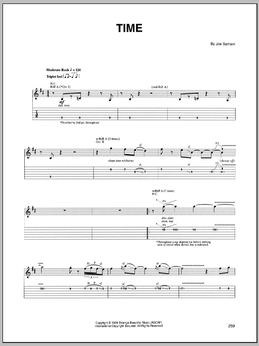 Joe Satriani Time sheet music notes and chords. Download Printable PDF.