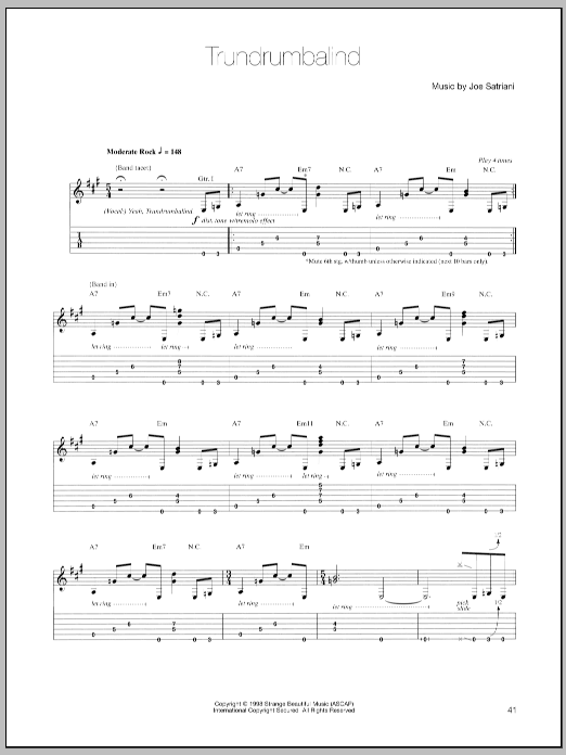 Joe Satriani Trundrumbalind sheet music notes and chords. Download Printable PDF.