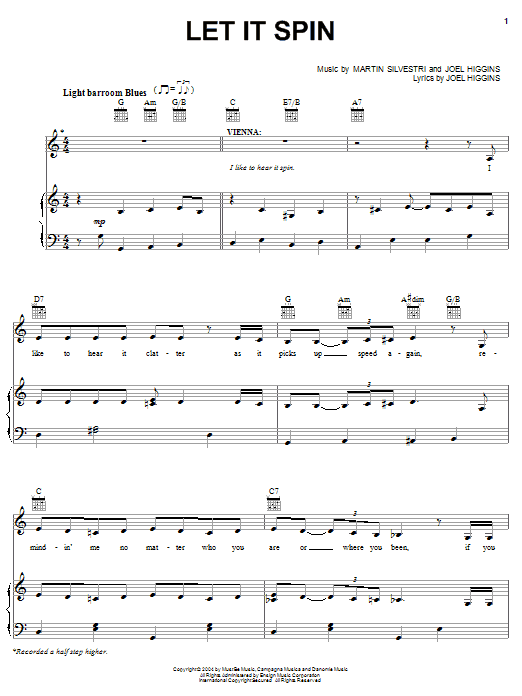 Joel Higgins Let It Spin (from Johnny Guitar) sheet music notes and chords. Download Printable PDF.