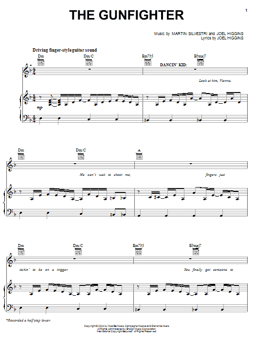 Joel Higgins The Gunfighter (from Johnny Guitar) sheet music notes and chords. Download Printable PDF.