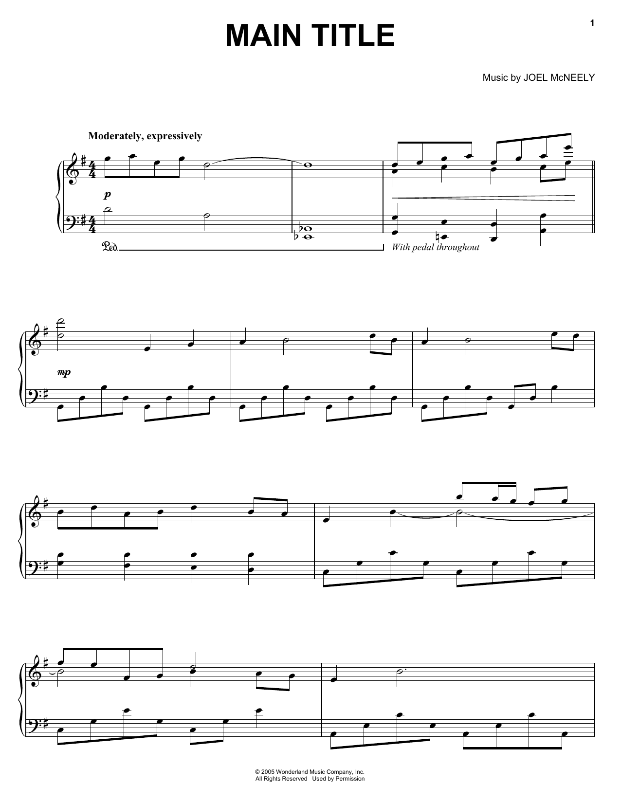 Joel McNeely Main Title sheet music notes and chords. Download Printable PDF.