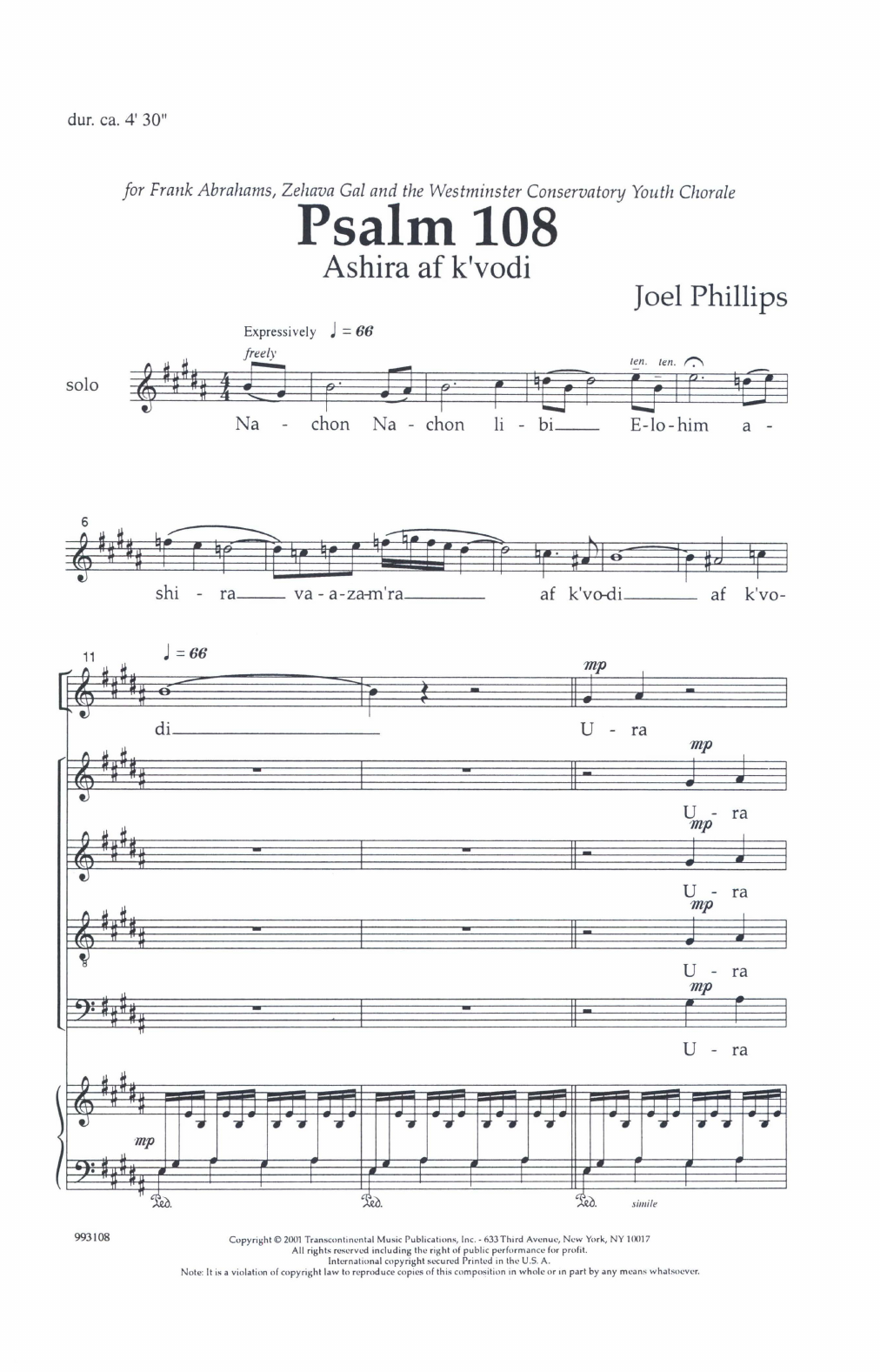 Learn to play Joel Phillips Psalm 108 (Ashira Af K'vodi) sheet music for SATB Choir in minutes. Price: 3.9900$ Joel Phillips Psalm 108 (Ashira Af K'vodi) sheet music notes and chords arranged for SATB Choir