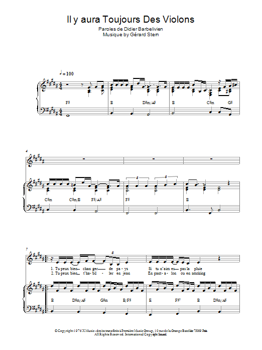 Learn to play Joel Prevost Il Y Aura Toujours Des Violons sheet music for Piano & Vocal in minutes. Price: 6.9900$ Joel Prevost Il Y Aura Toujours Des Violons sheet music notes and chords arranged for Piano & Vocal