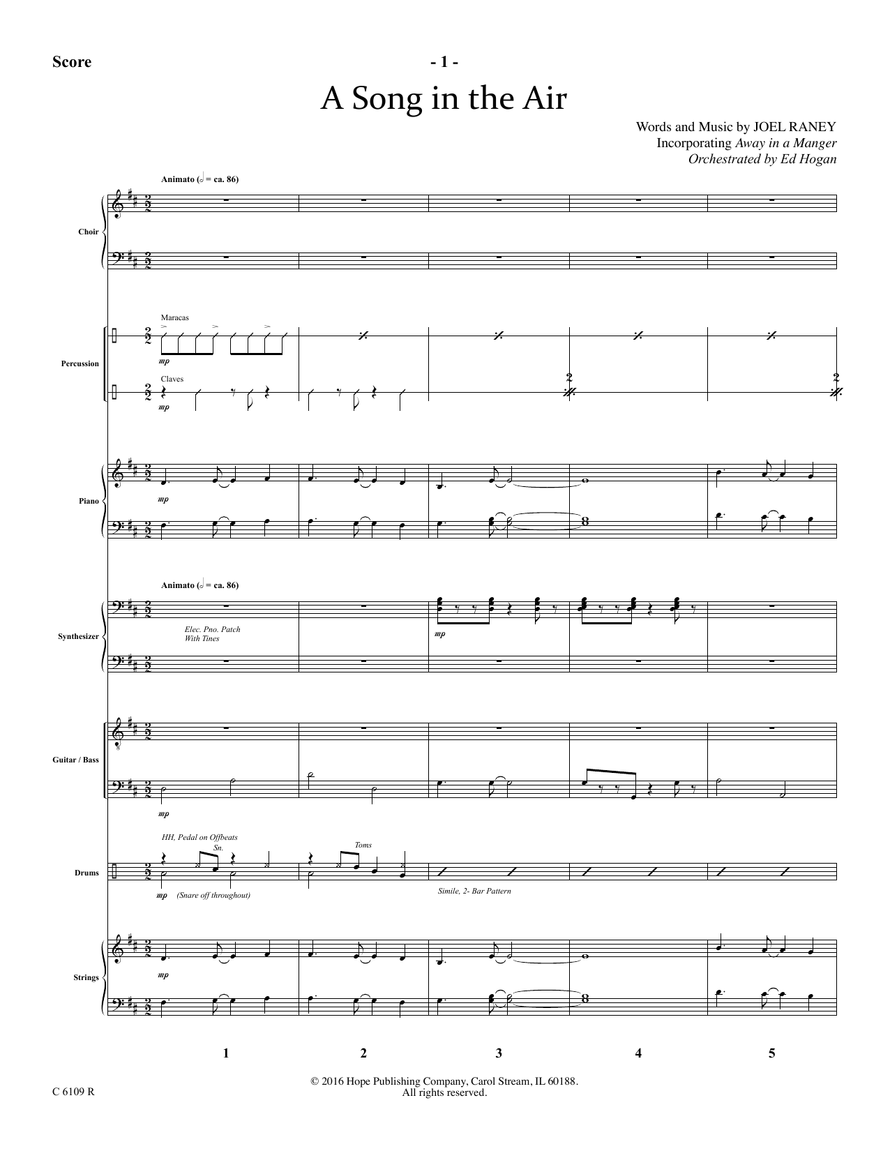 Learn to play Joel Raney A Song In The Air - Full Score sheet music for Choir Instrumental Pak in minutes. Price: 29.9900$ Joel Raney A Song In The Air - Full Score sheet music notes and chords arranged for Choir Instrumental Pak