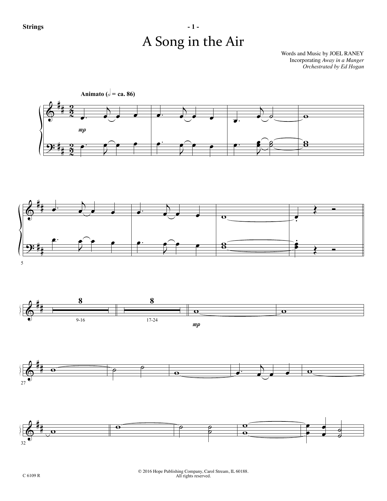 Learn to play Joel Raney A Song In The Air - Keyboard String Reduction sheet music for Choir Instrumental Pak in minutes. Price: 29.9900$ Joel Raney A Song In The Air - Keyboard String Reduction sheet music notes and chords arranged for Choir Instrumental Pak