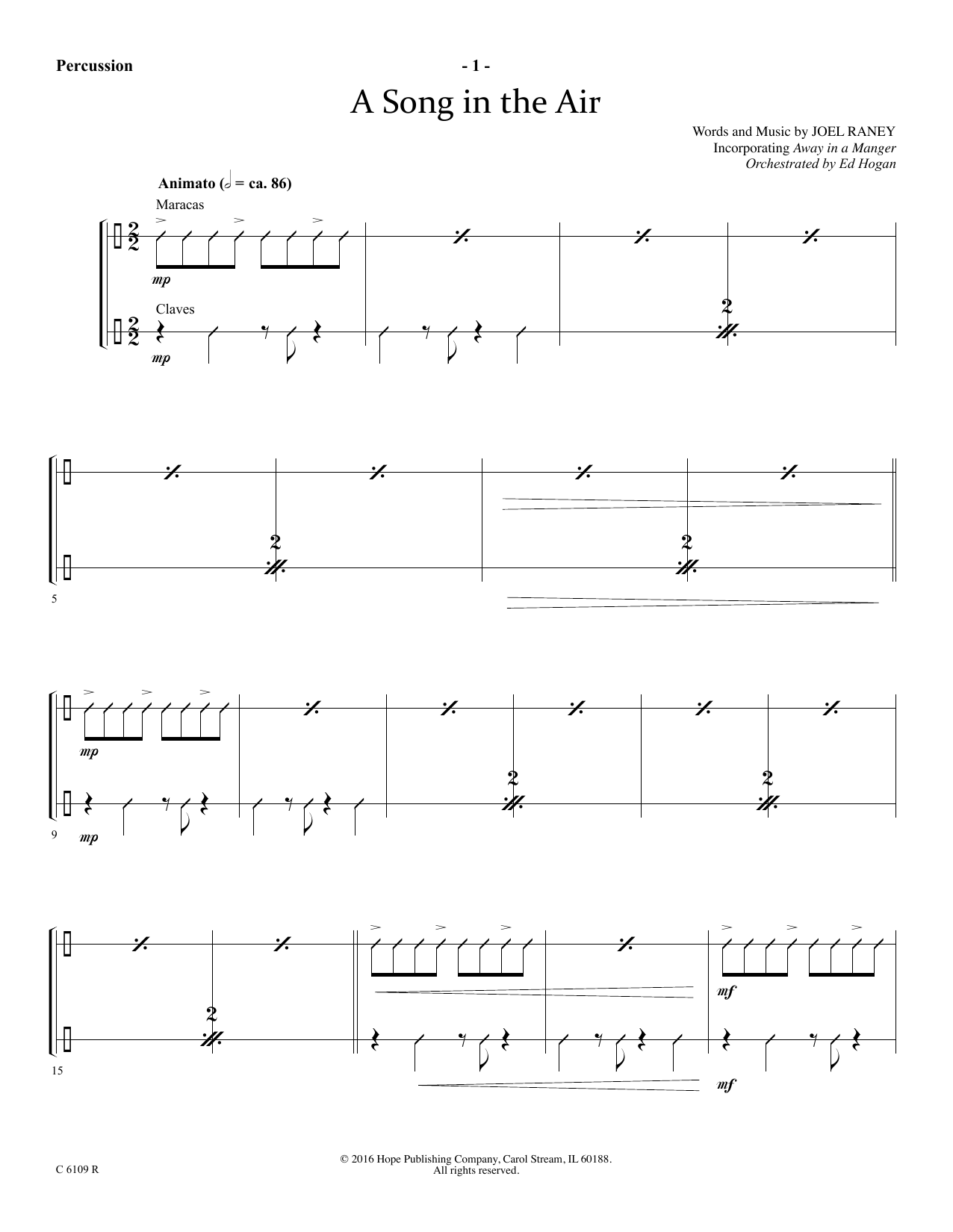 Learn to play Joel Raney A Song In The Air - Percussion sheet music for Choir Instrumental Pak in minutes. Price: 29.9900$ Joel Raney A Song In The Air - Percussion sheet music notes and chords arranged for Choir Instrumental Pak