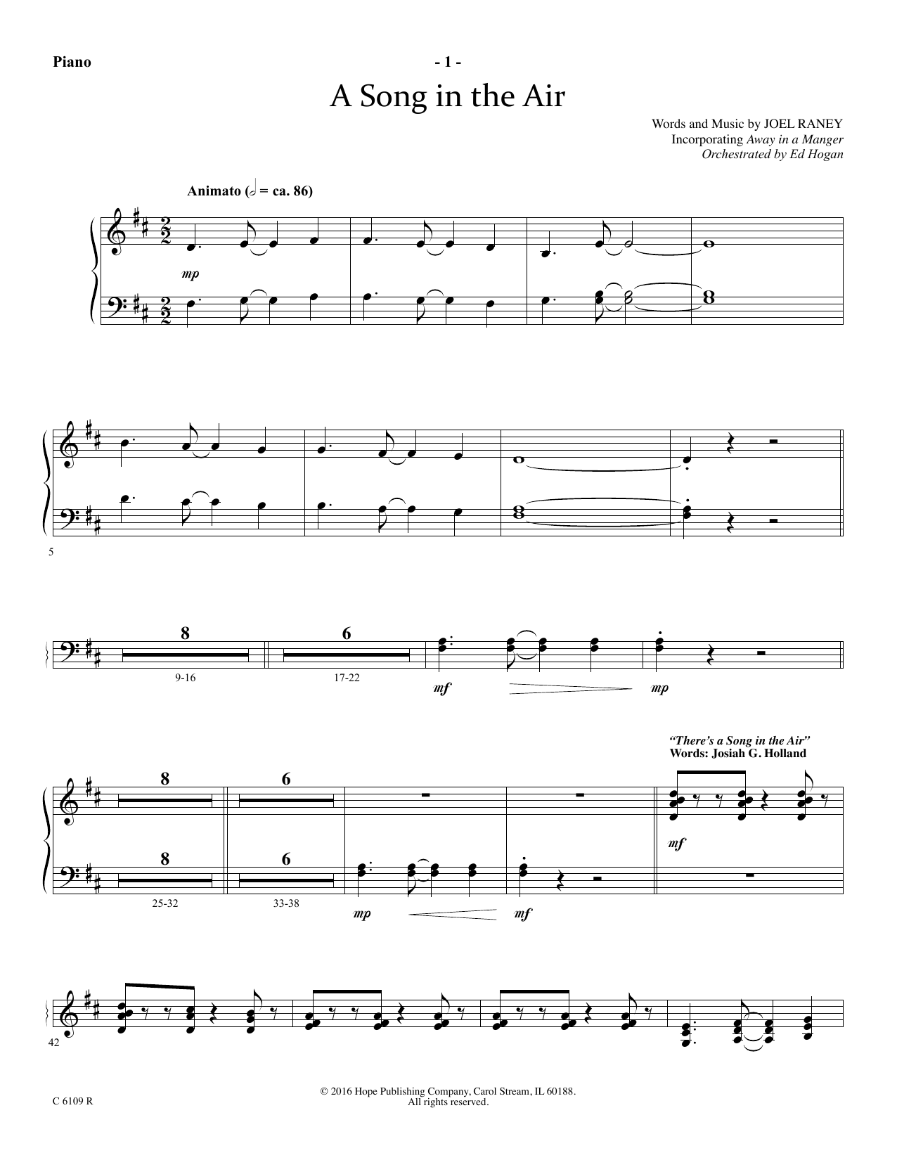 Learn to play Joel Raney A Song In The Air - Piano sheet music for Choir Instrumental Pak in minutes. Price: 29.9900$ Joel Raney A Song In The Air - Piano sheet music notes and chords arranged for Choir Instrumental Pak