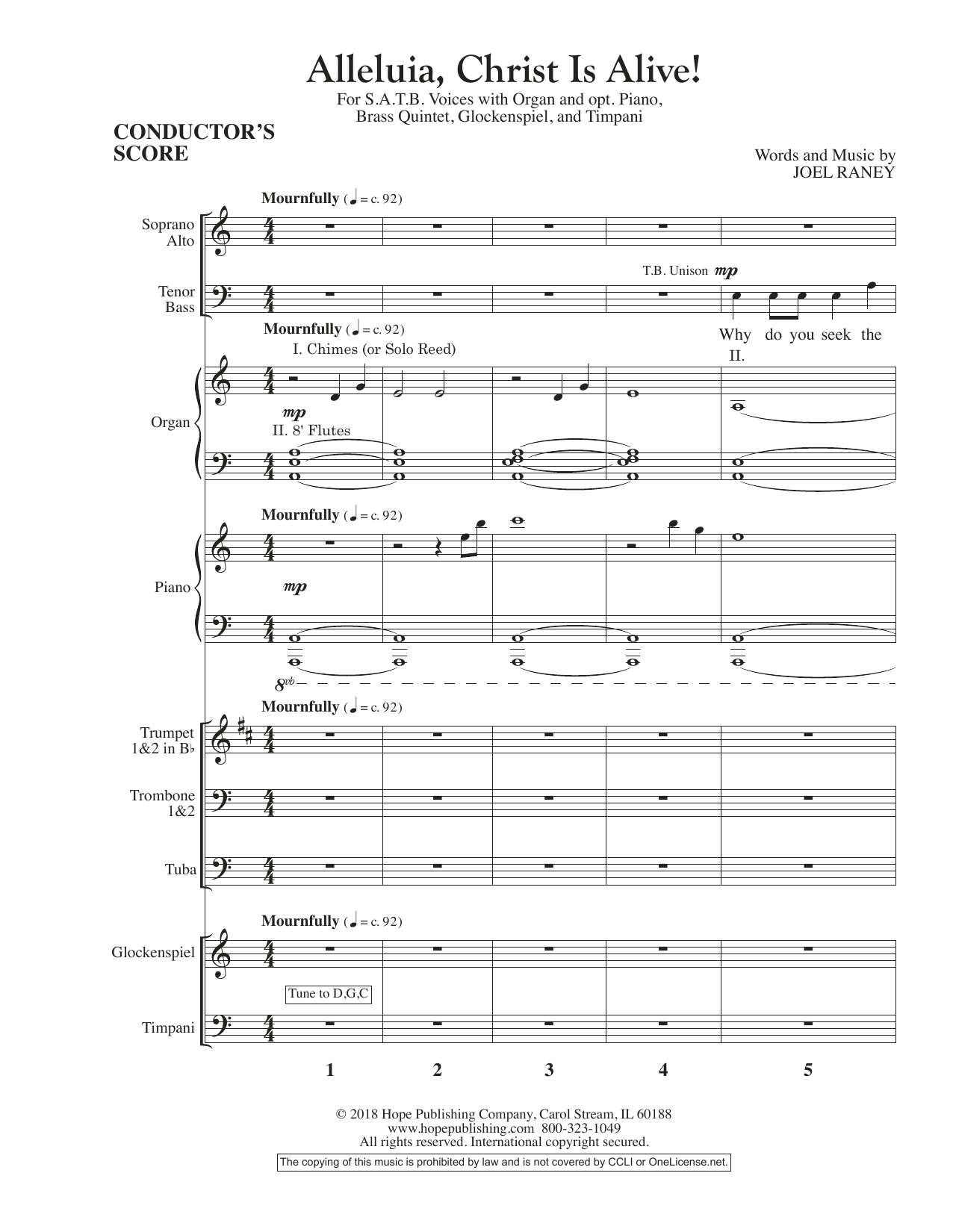 Learn to play Joel Raney Alleluia, Christ Is Alive! - Full Score sheet music for Choir Instrumental Pak in minutes. Price: 26.9900$ Joel Raney Alleluia, Christ Is Alive! - Full Score sheet music notes and chords arranged for Choir Instrumental Pak