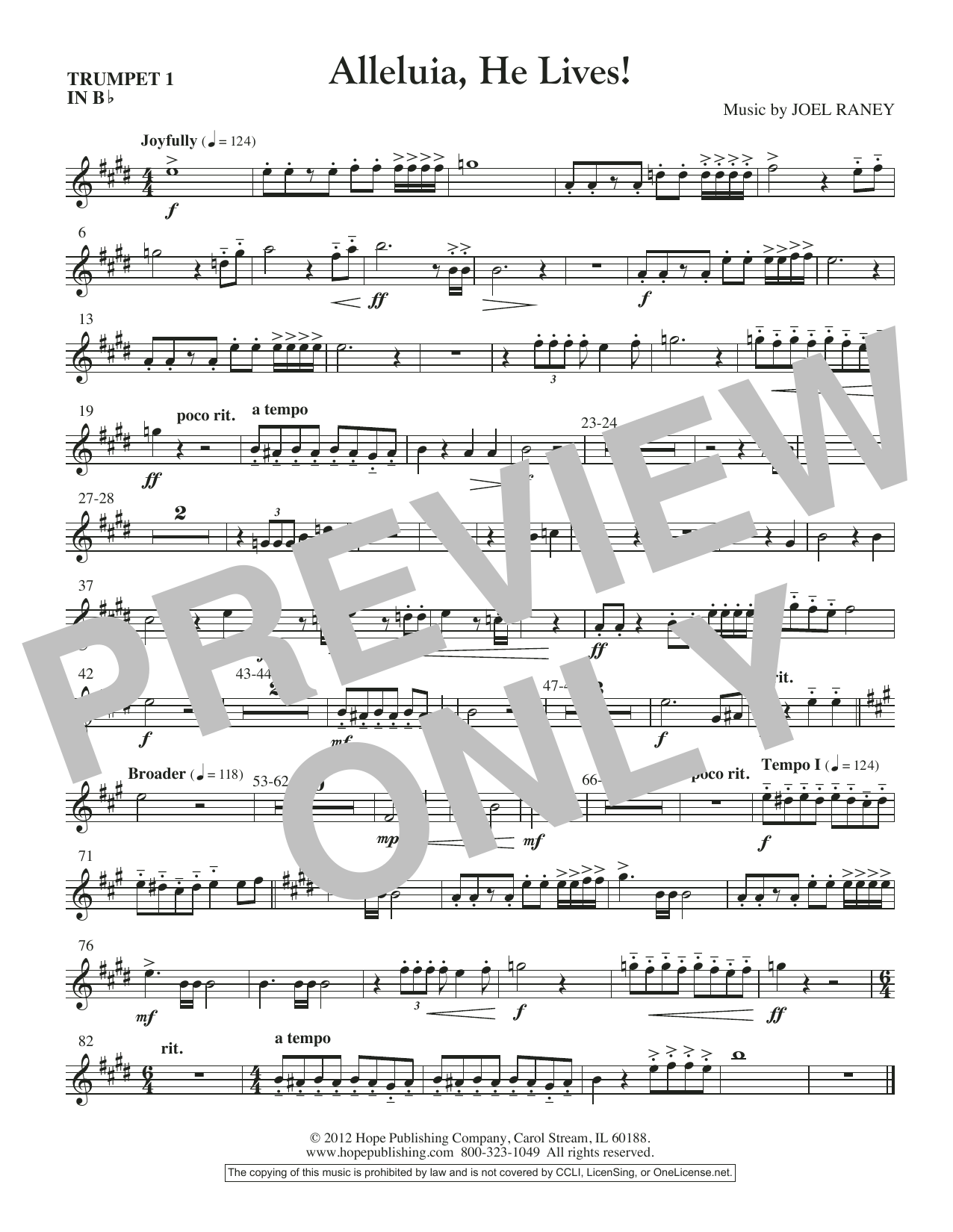 Learn to play Joel Raney Alleluia, He Lives - Trumpet 1 sheet music for Choir Instrumental Pak in minutes. Price: 26.9900$ Joel Raney Alleluia, He Lives - Trumpet 1 sheet music notes and chords arranged for Choir Instrumental Pak