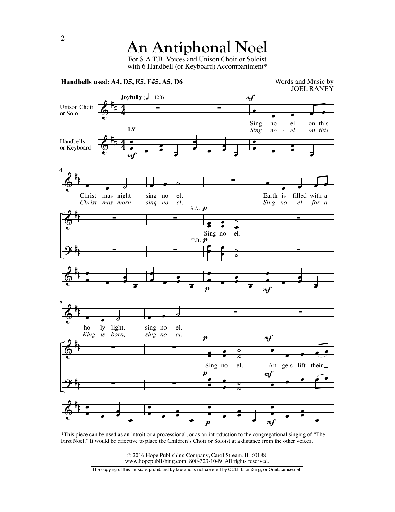 Joel Raney An Antiphonal Noel sheet music notes and chords. Download Printable PDF.